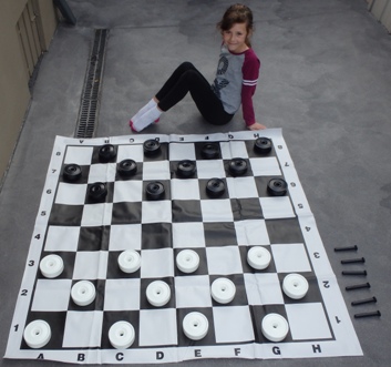 This is the product image for Mini Draughts/Checkers Set. Detail: OUTDOORS. Product ID: GDCSB.
 
				Price: $29.95.