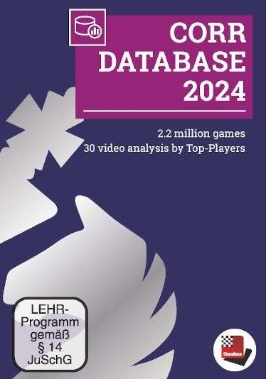 This is the product image for Corr Database 2024. Detail: CHESSBASE. Product ID: Corr24DVD.
 
				Price: $199.99.
