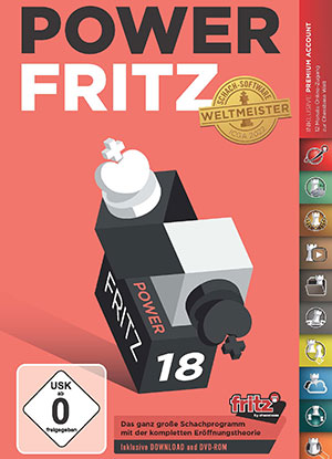 This is the product image for Power Fritz 18. Detail: CHESSBASE. Product ID: FRITZPOWER18DVD.
 
				Price: $149.95.