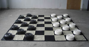 This is the product image for  Giant Draughts/Checkers Set with Mat. Detail: OUTDOORS. Product ID: GDC.
 
				Price: $265.00.