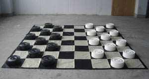 This is the product image for  Giant Draughts/Checkers Set with Mat. Detail: OUTDOORS. Product ID: GDC.
 
				Price: $265.00.