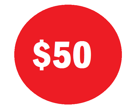 This is the product image for Gift Voucher $50. Detail: VOUCHER. Product ID: Voucher50.
 
				Price: $50.00.